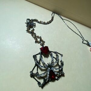 BETSY JOHNSON RED SPIDER LONG NECKLACE